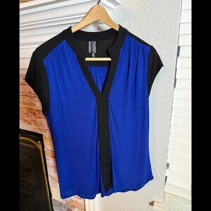 Royal Blue & Black Blouse – Renaissance Medium Business Casual Top